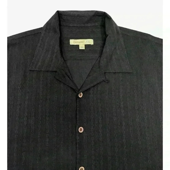 Joseph & Feiss Men's Black 100% Silk Button-Up Cuban Camp Shirt SIZE-XXL - Picture 5 of 5